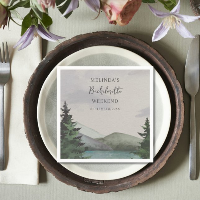 Rustic Mountain & Lake Bachelorette Weekend Napkin (Creator Uploaded)