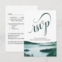 Rustic Mountain Lake Elegant Script Wedding