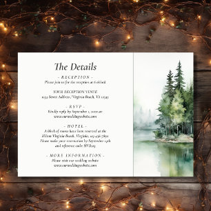 Rustic Mountain Lake Forest Wedding Details Enclosure Card