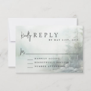 Rustic Mountain Lake Modern Wedding RSVP Card