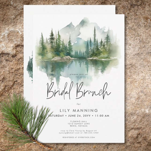 Rustic Mountain Lake Watercolor Bridal Brunch Invitation (Rustic Mountain Lake Watercolor Bridal Brunch Invitation)