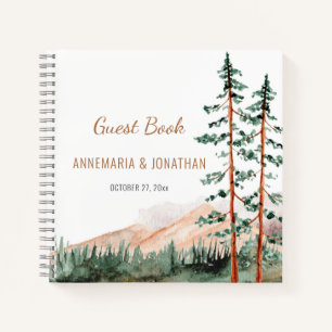 Rustic Mountain Landscape Pine Trees Guest Book 2