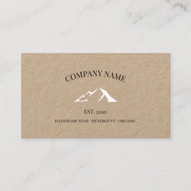 Rustic mountain logo kraft business card (Front)