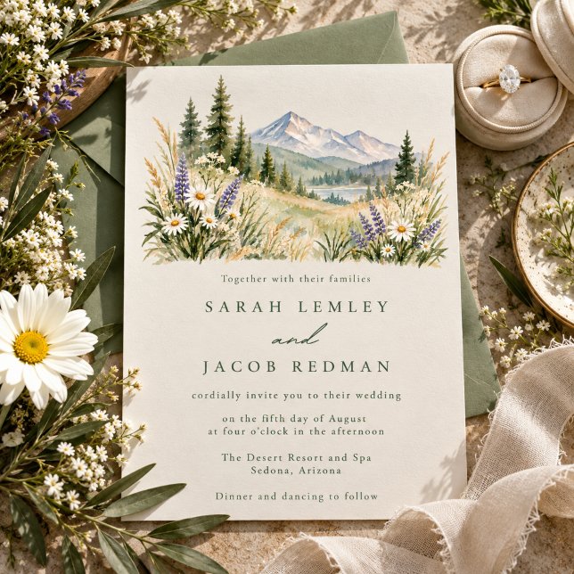 Rustic Mountain Meadow Wedding Invitation (Rustic Mountain Meadow Wedding Invitation)