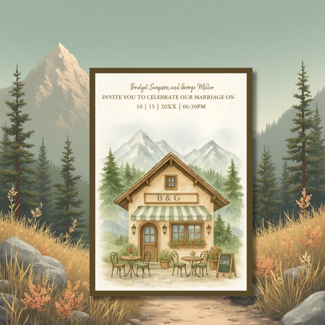 Rustic Mountain Monogram wedding Destination Invitation (Creator Uploaded)