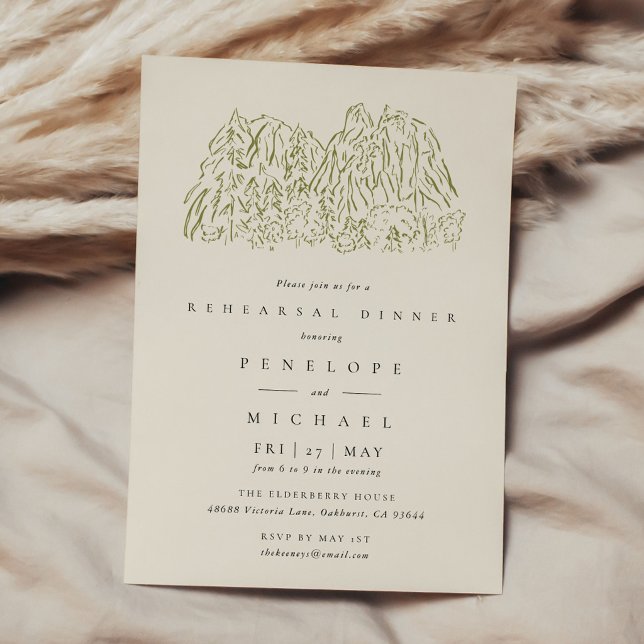Rustic Mountain National Park Art Rehearsal Dinner Invitation (Rustic Mountain National Park Art Rehearsal Dinner Invitation)