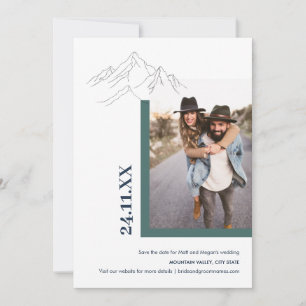 Rustic Mountain Nature Outdoor Photo Green Blue Save The Date