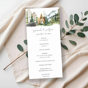 Rustic Mountain Pine Forest Wood Cabin Program Thank You Card