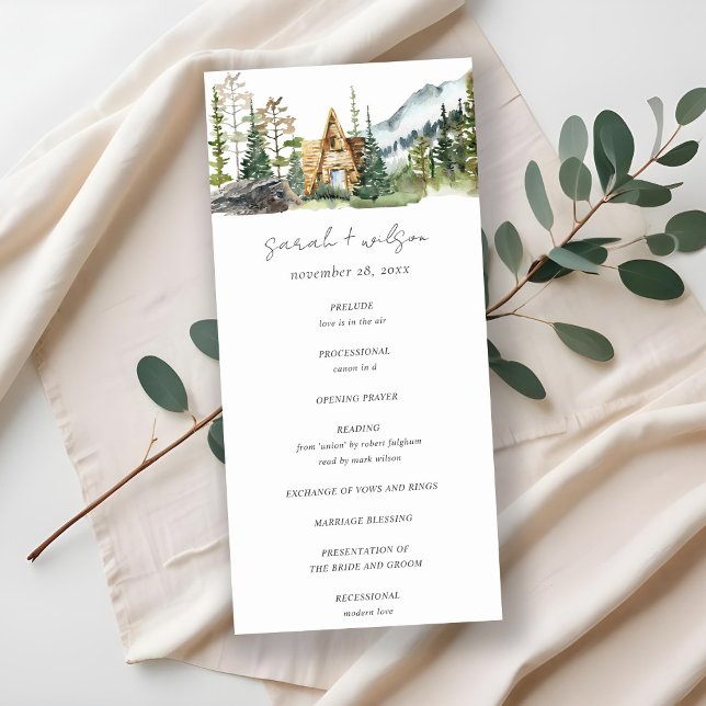 Rustic Mountain Pine Forest Wood Cabin Program Thank You Card (Creator Uploaded)