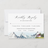 Rustic Mountain Pine Forest Woodland Wedding RSVP