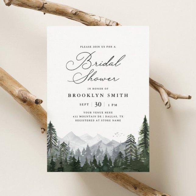 Rustic Mountain Pine Tree Bridal Shower Invitation (Creator Uploaded)