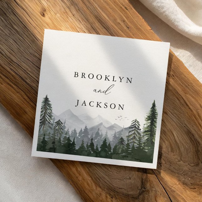 Rustic Mountain Pine Tree Wedding Napkin (Creator Uploaded)
