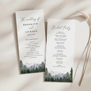 Rustic Mountain Pine Tree Wedding Program