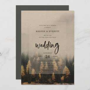 Rustic Mountain Pine Trees Fall Forest Wedding Invitation