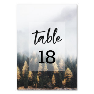 Rustic Mountain Pine Trees Fall Woods Table Number