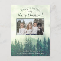 Rustic Mountain Pines Merry Christmas Photo