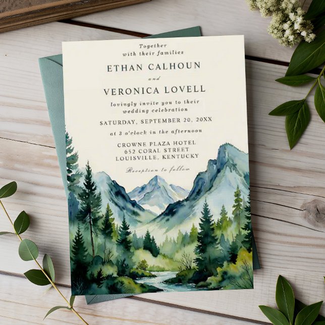 Rustic Mountain Pines Weekend Wedding Invitation (Creator Uploaded)