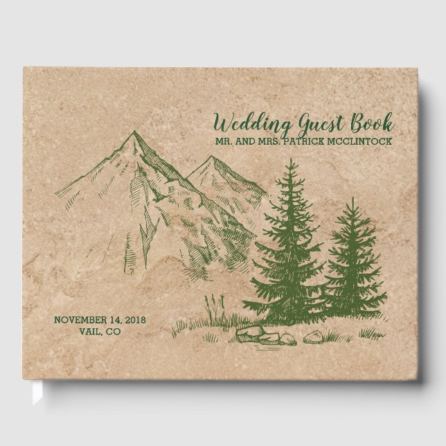 Rustic Mountain Range Wedding Guestbook (Front)