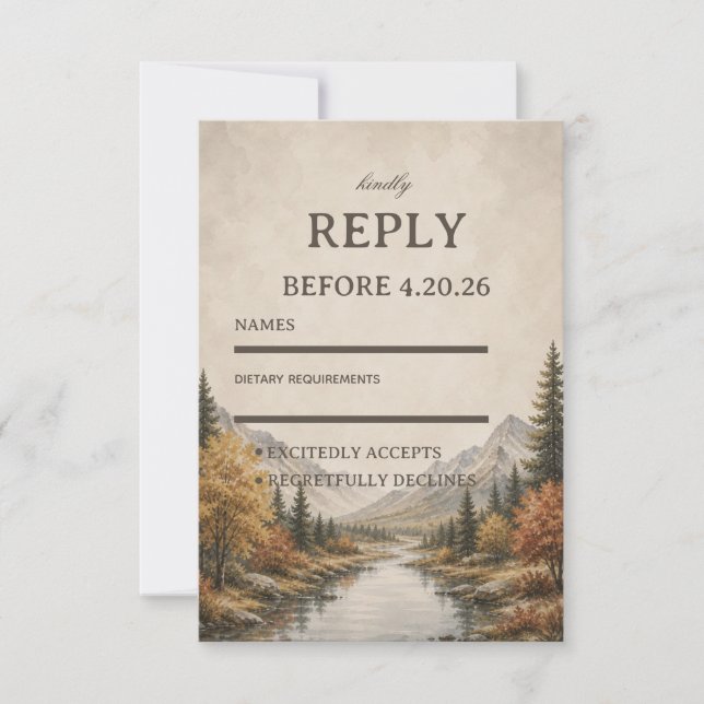 Rustic Mountain RSVP Card (Front)