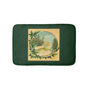 Rustic Mountain Scene Bath Mat