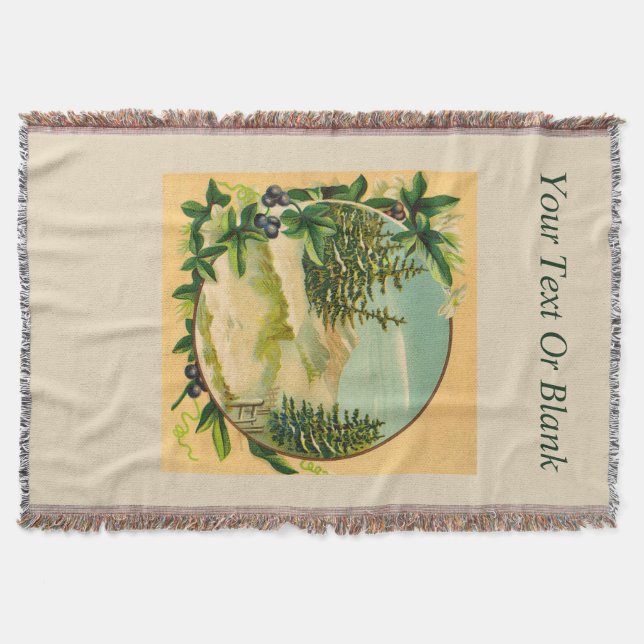 Rustic Mountain Scene Throw Blanket (Front)