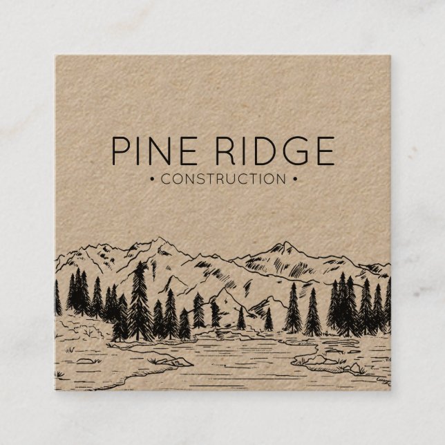 Rustic Mountain | Square Business Card (Front)
