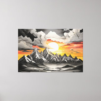 Rustic Mountain Sunrise Landscape Canvas Print