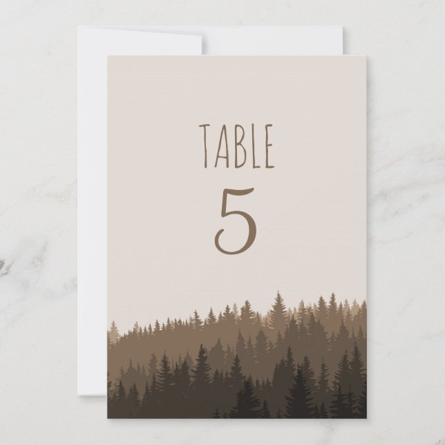 Rustic Mountain table numbers in brown (Front)