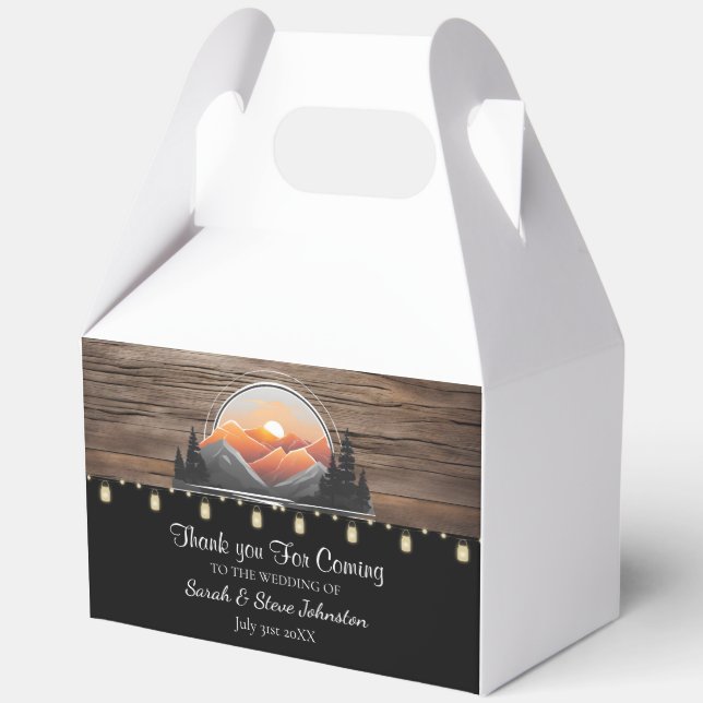 Rustic Mountain Valley Forest Sunset Wedding Favou Favour Box (Front)