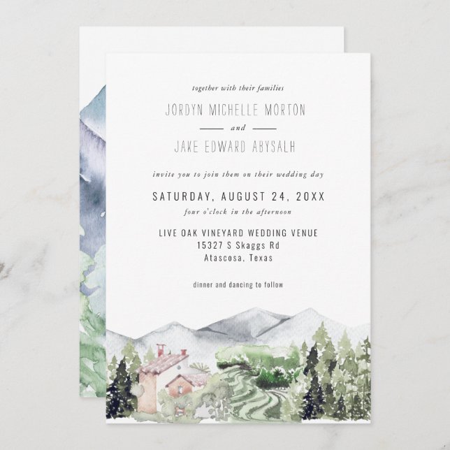 Rustic Mountain Vineyard | Wedding Invitation (Front/Back)