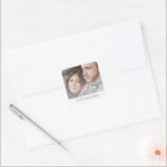 Rustic Mountain Watercolor Photo Save the Date  Square Sticker<br><div class="desc">Rustic Mountain Watercolor Photo Save the Date Square Sticker</div>