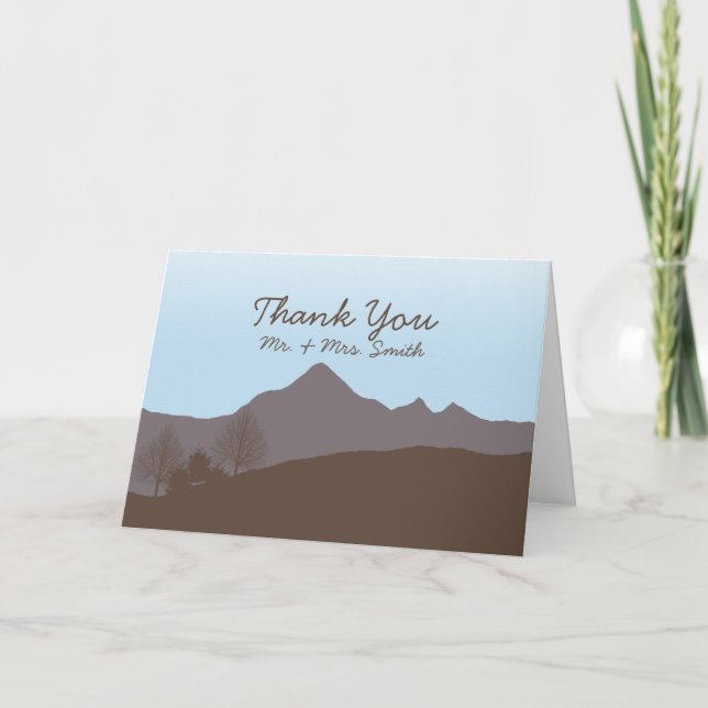 Rustic Mountain Watercolor Thank You card (Front)
