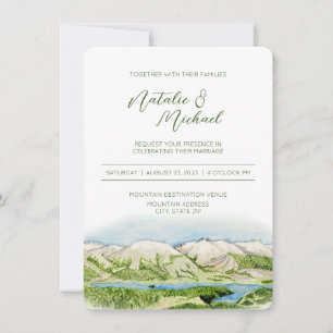 Rustic Mountain Watercolor Wedding Invitation