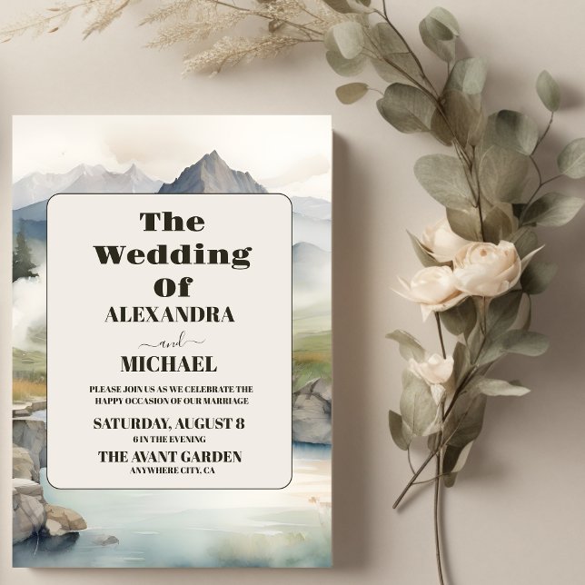 Rustic Mountain Waterfall Boho Wedding Invitation (Creator Uploaded)