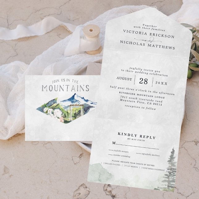 Rustic Mountain Wedding All in One Wedding Invite (Creator Uploaded)