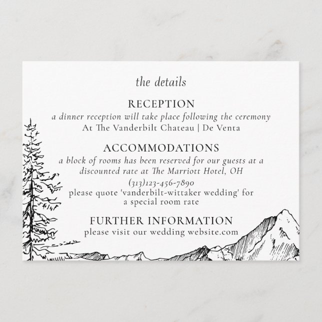 Rustic Mountain Wedding Details  Enclosure Card (Front)