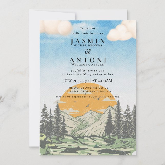 Rustic Mountain Wedding Invitation (Front)