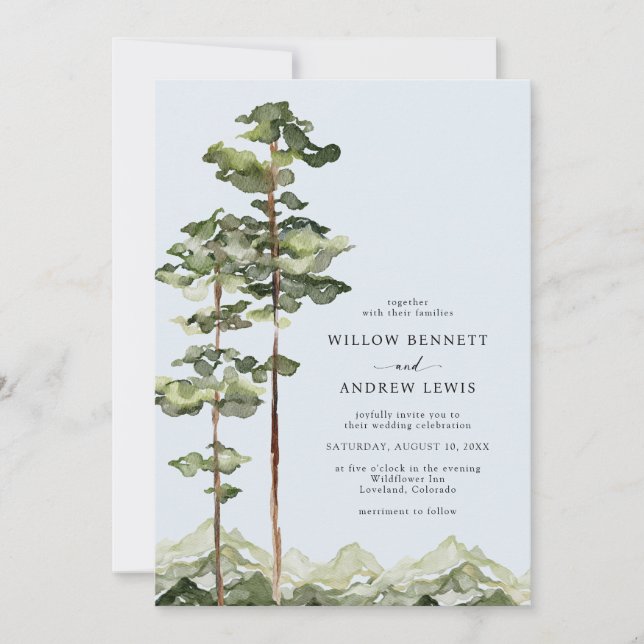 Rustic Mountain Wedding Invitation (Front)