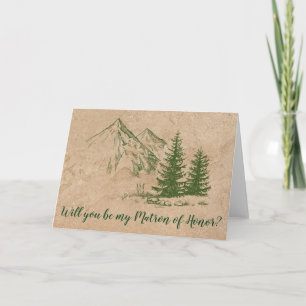 Rustic Mountain Wedding Matron of Honour Invitatio Invitation