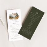 Rustic Mountain Wedding Order of Events Program<br><div class="desc">This is a mountain wedding ceremony program featuring a beautiful watercolor fall mountain scene and an elegant font pairing. Edit all wording and all colours except for the colour of the watercolor mountain scene. The colour of the evergreen drop is not editable. // For matching items, please visit the "SAWYER"...</div>
