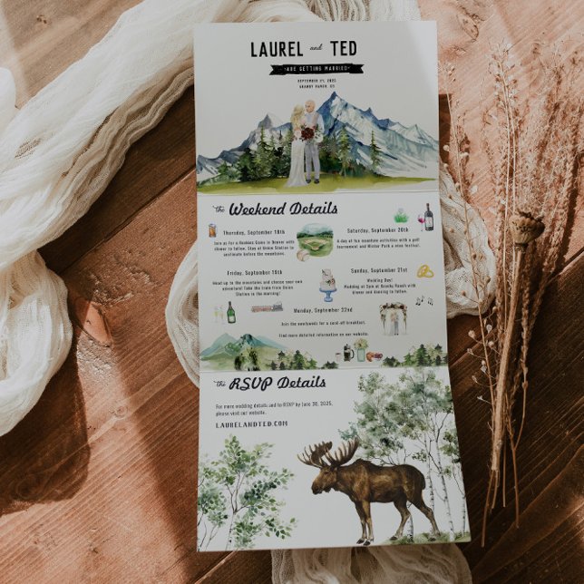 Rustic Mountain Wedding Tri-Fold Invitation (Creator Uploaded)
