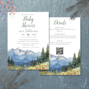 Rustic Mountain Wildflower All In One Baby Shower Invitation