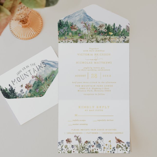 Rustic Mountain Wildflower | Boho Wedding  All In One Invitation (Creator Uploaded)