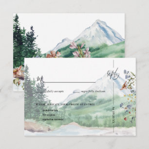 Rustic Mountain Wildflower Boho Wedding RSVP Card