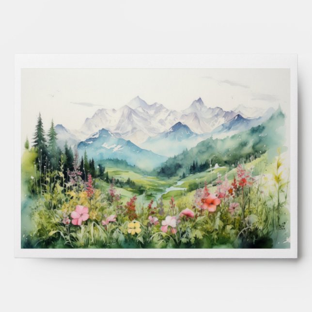 Rustic Mountain Wildflower Envelope (Front)