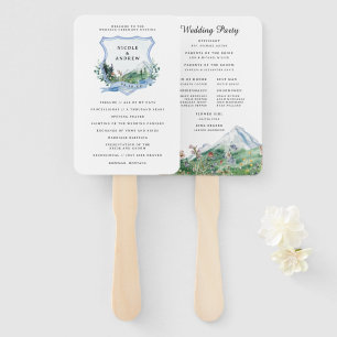 Rustic Mountain Wildflower Wedding Program Hand Fan