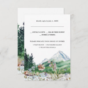 Rustic Mountain Wildflower Wedding RSVP Announcement