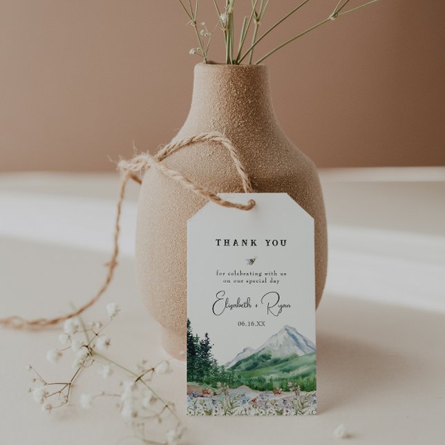 Rustic Mountain Wildflower | Wedding Thank You Gift Tags (Creator Uploaded)