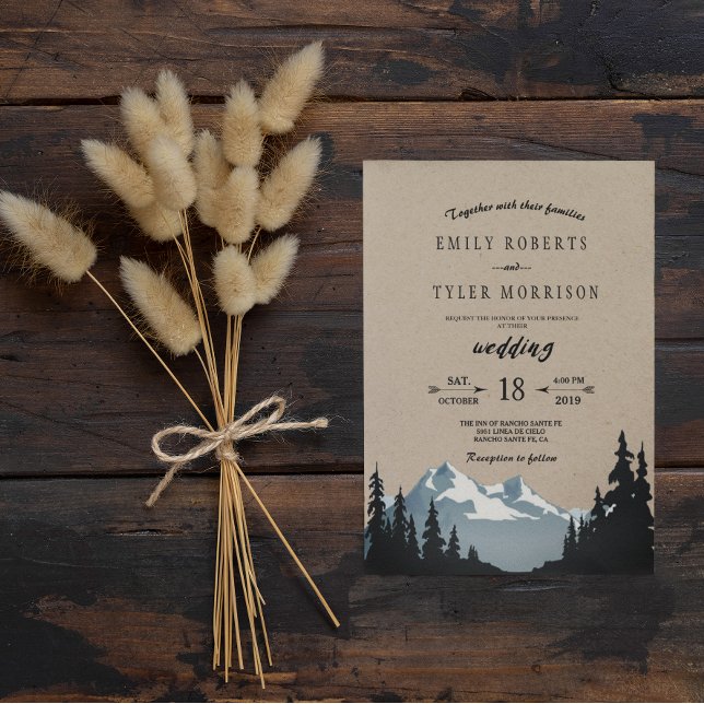 Rustic Mountain Woodland Forest Wedding Invitation (Creator Uploaded)