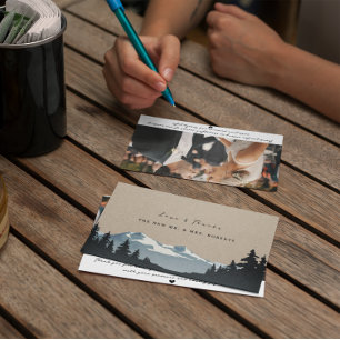 Rustic Mountain Woodland Forest Wedding Photo Thank You Card